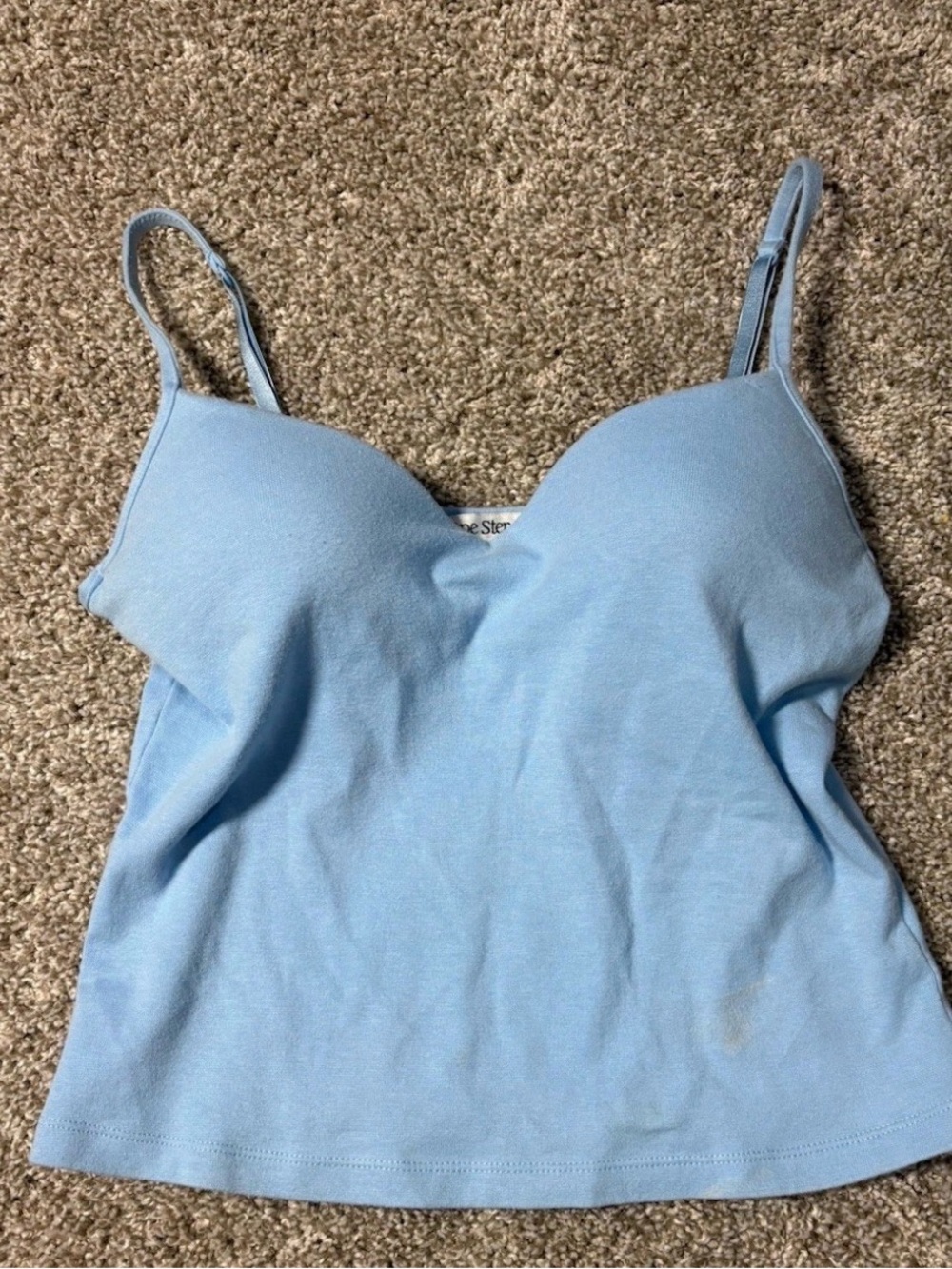 Deadstock One Step Up Light Blue Cotton Cami With Built in Support